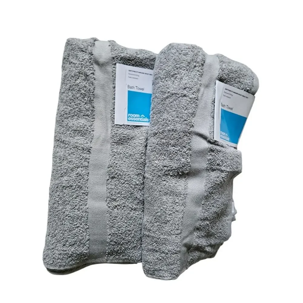 Room Essentials Bath Towels Set of 2 Gray Taupe OEKO-TEX Fade Resistant NWT